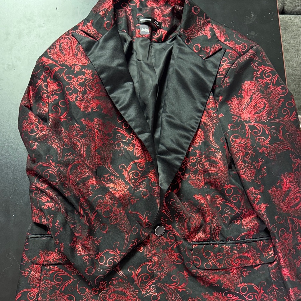 NFINITY Black and Red Paisley Jacket